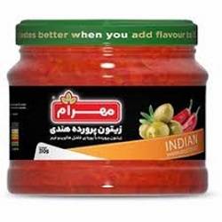 مهرام زیتون پرورده هندی شیشه 310 گرم